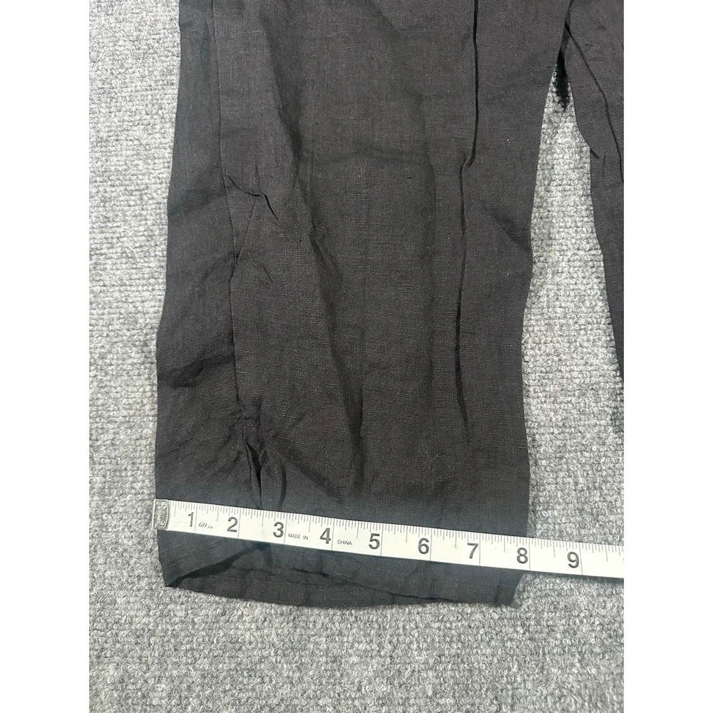 FLAX Brand Women's Black Linen Pants Size Small 4-6 Pull On Elastic Waist